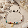 Adjustable Mixed Stone Black Cord Bracelets for Women RN6049-3
