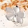 Flower 304 Stainless Steel Open Cuff Ring for Women RJEW-R006-03P-02-1