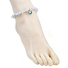 Alloy Enamel Shell Shape Charm White Round Shell Pearl & Natural Dyed Aquamarine Chip Beaded Anklets AJEW-AN00734-02-3