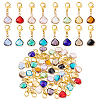 30Pcs 15 Colors Triangle Brass Glass Pendant Decorations HJEW-GA00007-1