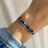 Adjustable Natural Gemstone & Brass Beaded Slider Bracelets for Women DZ3322-1-2