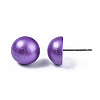 Pearlized Half Round Schima Wood Earrings for Girl Women EJEW-N048-001-08-3