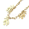 304 Stainless Steel Triple Leaves Pendant Paperclip Chain Necklaces NJEW-K389-02G-3