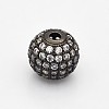 Brass Micro Pave Grade AAA Cubic Zirconia Beads KK-E711-116-6mm-B-NR-1