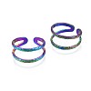304 Stainless Steel Double Line Wrap Cuff Ring RJEW-N038-101-1