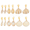 12Pcs 6 Styles Shell Pendants Decorations HJEW-HY00054-1
