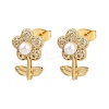Brass Micro Pave Clear Cubic Zirconia Flower Stud Earrings EJEW-L275-11G-4