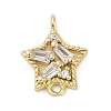 Brass Clear Cubic Zirconia Connector Charms KK-Z094-03G-02-1