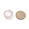 Natural Rose Quartz & Glass Braided Beaded Stretch Ring for Women RJEW-JR00546-03-4