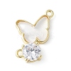 Brass Micro Pave Cubic Zirconia and Glass Connector Charms KK-F892-48G-01-1