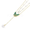 Ion Plating(IP) Golden Tone 304 Stainless Steel Double Layer Butterfly Pendant Necklaces for Women NJEW-K276-08G-03-1