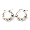 304 Stainless Steel Beaded Hoop Earrings for Women EJEW-F319-03P-1