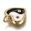 Brass Micro Pave Clear & Black Cubic Zirconia Charms ZIRC-B0003-18G-3
