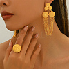 Vintage Alloy Round Tassel Earrings & Ring Sets for Women's Party Wedding KC7338-3