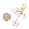 Flower & Bowknot & Cat Alloy Enamel Pendant Decorations HJEW-JM04294-01-3