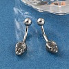 Snake Head 316 Surgical Stainless Steel Cubic Zirconia Belly Button Rings EJEW-G416-16AS-03-3