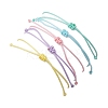 6mm Round Gemstone & Acrylic Enamel Heart Braided Bead Bracelets for Women BJEW-JB10773-5