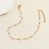 Beach Natural Rose Quartz Chip Beads Brass Anklets for Women GS4287-4-2