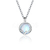Flat Round with Antler Shape Brass Natural Moonstone Pendant Necklaces for Women WG9EF84-05-2