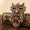 Owl Alloy Colorful Rhinestone Pendant Long Necklaces FS-WGE0302-01-3