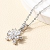 Flower Brass Micro Pave Clear Cubic Zirconia Stud Earrings & Pendant Necklaces Sets SJEW-Z002-04P-2