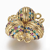 Brass Micro Pave Cubic Zirconia Magnetic Clasps with Loops LS-ZIRC-L082-B-02-G-1