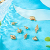 8Pcs 8 Styles Ocean Theme Brass Micro Pave Cubic Zirconia Pendants KK-TA0003-32-6
