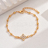 Fashionable Brass Pave Clear Cubic Zirconia Four-leaf Clover Zirconia Link Bracelets for Women QT0257-1