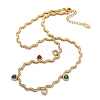 304 Stainless Steel Rope Chain Colorful Cubic Zirconia Tassel Necklaces for Women NJEW-V015-01G-A-1