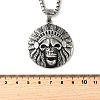 304 Stainless Steel Indian Head Skull Pendant Necklaces for Women Men NJEW-Z076-03AS-5