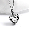 Non-Tarnish Heart with Word Shape 304 Stainless Steel Pendant Necklaces with Cable Chains KI1843-1-1