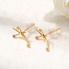 Brass Micro Pave Clear Cubic Zirconia Star Stud Earrings EJEW-C158-02G-2