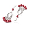 Halloween Skull Dyed Synthetic Turquoise & Alloy Dangle Earrings EJEW-JE05890-03-4