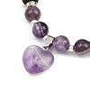 4Pcs Natural Mixed Gemstone Heart Charms Bracelets BJEW-JB12402-5