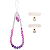 Round Synthetic Moonstone Beaded Mobile Straps HJEW-SW00042-09-1