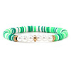 Polymer Clay Heishi Beaded Stretch Bracelets with Brass and Shell Pearl Beads for Daily Wear and Casual Style JO6865-6-1