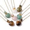 Openable Heart Natural & Synthetic Mixed Stone Perfume Bottle Pendant Necklaces for Women NJEW-F296-05G-1