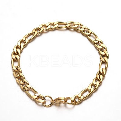 304 Stainless Steel Figaro Chains Bracelets STAS-L149-12-1
