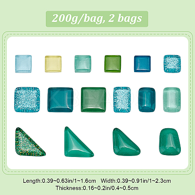 Green Series Glass Mosaic Cabochons GLAA-WH0032-10A-1