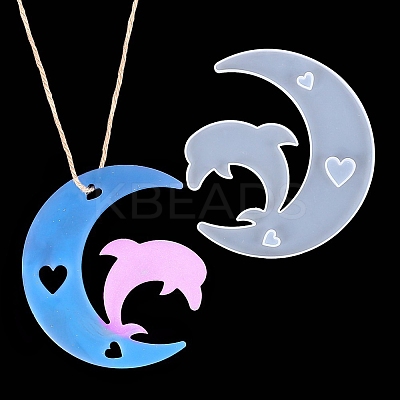 DIY Animal on the Crescent Moon Big Pendant Silhouette Silicone Molds DIY-F125-04-1