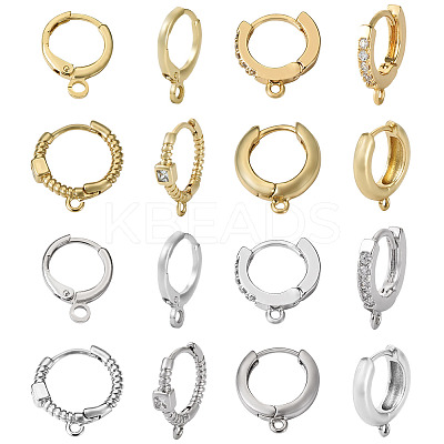 8 Pairs 8 Style Brass Hoop Earrings EJEW-PJ0001-05-1