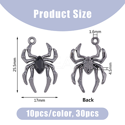 30Pcs 3 Colors Glass Spider Pendant FIND-DC0004-13-1