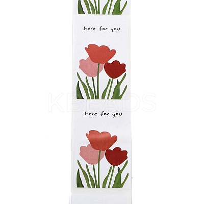 200Pcs Rectangle with Flower Here for You Theme Paper Self-Adhesive Stickers AJEW-S084-02C-1