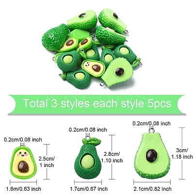 15Pcs 3 Styles Opaque Resin Fruit Pendants RESI-YW0001-72-1