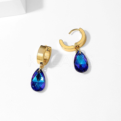 Cubic Zirconia Teardrop Dangle Hoop Earrings LS-HL3316-1-1