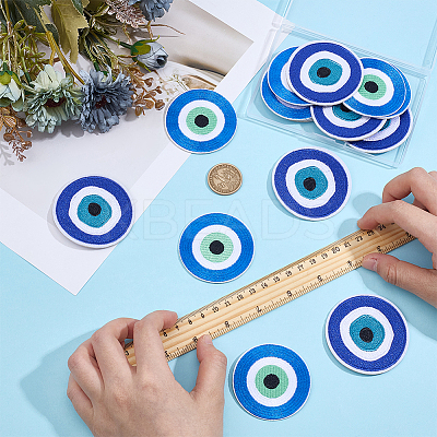 16Pcs 2 Styles Evil Eye Pattern Cloth Computerized Embroidery Iron On/Sew On Patches PATC-MA0001-34-1