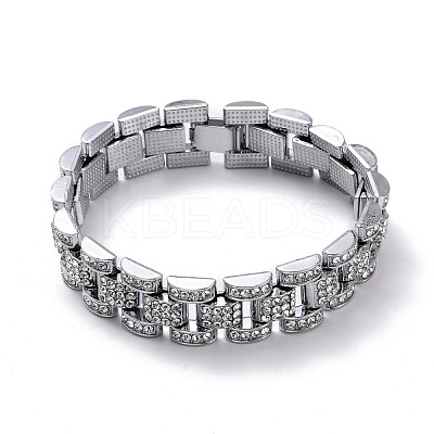 Men's Crystal Rhinestone Solid Link Chain Bracelet BJEW-I297-02P-1