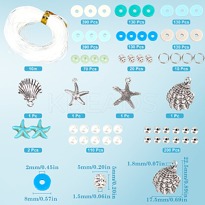 DIY Ocean Theme Synthetic Howlite Stretch Bracelet Making Kit DIY-SC0025-02-1