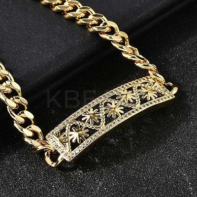 Brass Micro Pave Clear Cubic Zirconia Link Bracelets BJEW-F498-04B-G-1