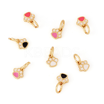 8Pcs 4 Colors Real 18K Gold Plated Brass Enamel Charms KK-TA0001-74-1